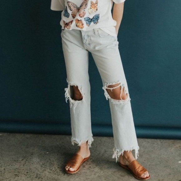 Free People Denim - FREE PEOPLE We The Free Maggie Mid Rise Straight Leg Jean Paradise Blue Size 27
